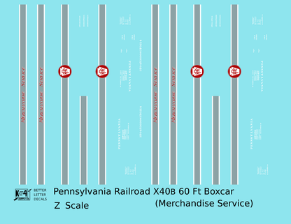 Pennsylvania Railroad 60 Ft Merchandise Service Boxcar Red ,Silver and White
