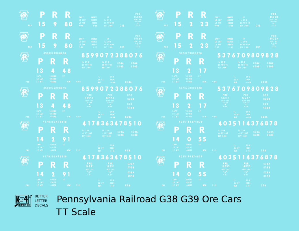 Pennsylvania Railroad G38 / G39 Ore Cars White