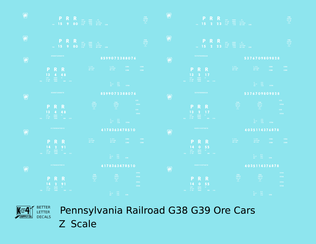 Pennsylvania Railroad G38 / G39 Ore Cars White