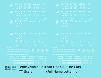 Pennsylvania Railroad G38 G39 Ore Car White Full Name