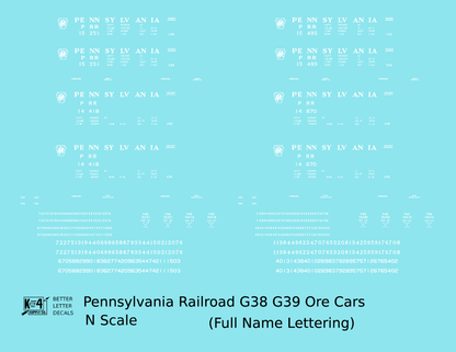 Pennsylvania Railroad G38 G39 Ore Car White Full Name