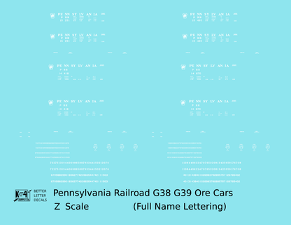 Pennsylvania Railroad G38 G39 Ore Car White Full Name