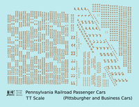 Pennsylvania Railroad Pittsburgher, Business Passenger Cars Bronze Gold  - Decal - Choose Scale