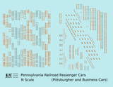 Pennsylvania Railroad Pittsburgher, Business Passenger Cars Bronze Gold  - Decal - Choose Scale