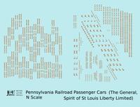 Pennsylvania Railroad Spirit Of St Louis, General, Liberty Ltd Passenger Cars Bronze Gold  - Decal - Choose Scale