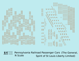 Pennsylvania Railroad Spirit Of St Louis, General, Liberty Ltd Passenger Cars Bronze Gold  - Decal - Choose Scale