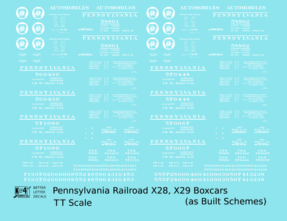 Pennsylvania Railroad PRR X28 and X29 Boxcar White As Built Scheme