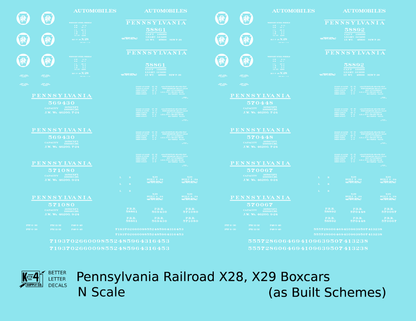 Pennsylvania Railroad PRR X28 and X29 Boxcar White As Built Scheme