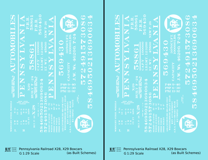 Pennsylvania Railroad PRR X28 and X29 Boxcar White As Built Scheme