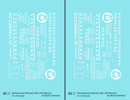Pennsylvania Railroad PRR X28 and X29 Boxcar White As Built Scheme
