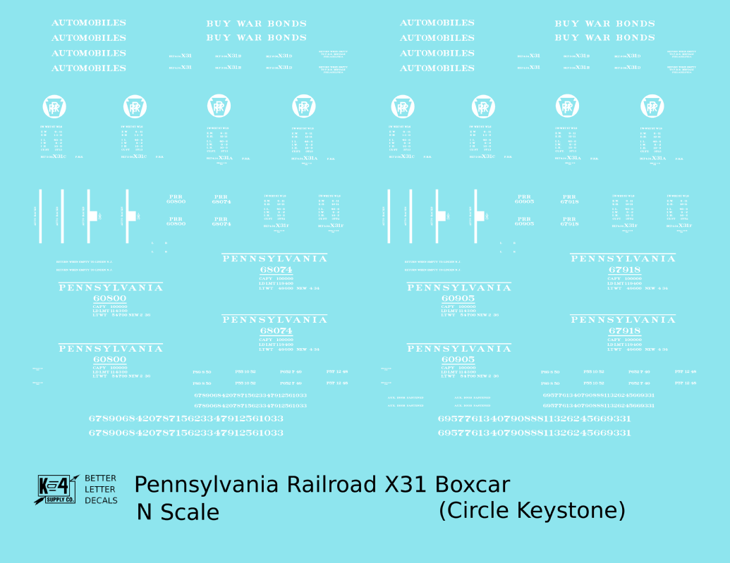 Pennsylvania Railroad X31 Boxcar White Circle Herald