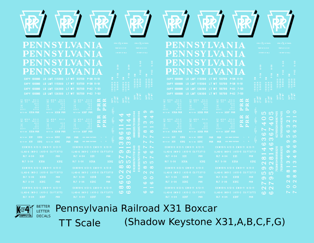 Pennsylvania Railroad X31 Boxcar White Shadow Herald