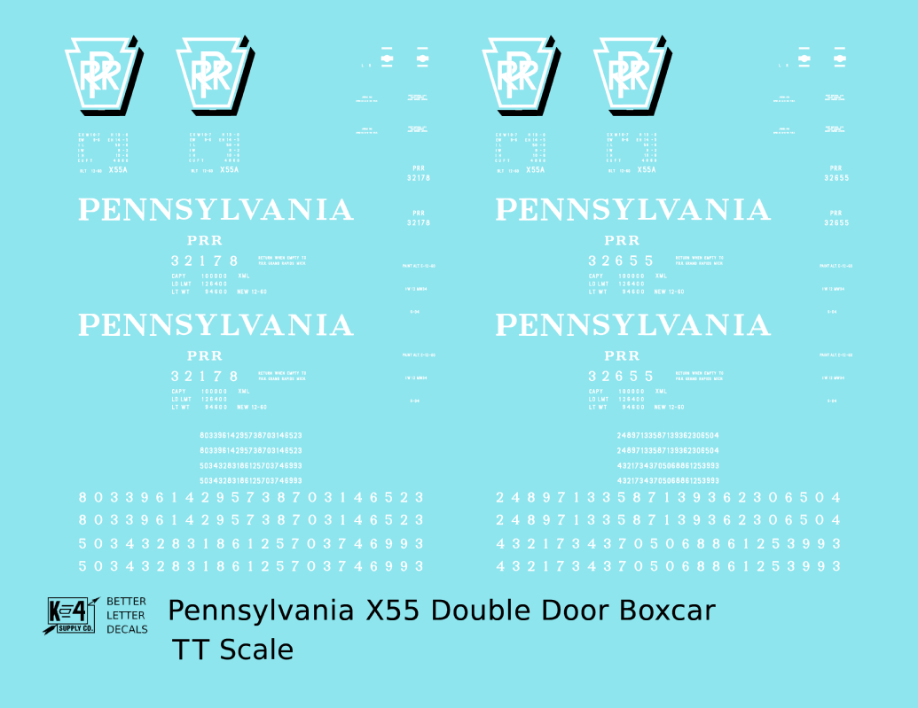Pennsylvania PRR X55 50 Ft Double Door Boxcar Shadow Herald