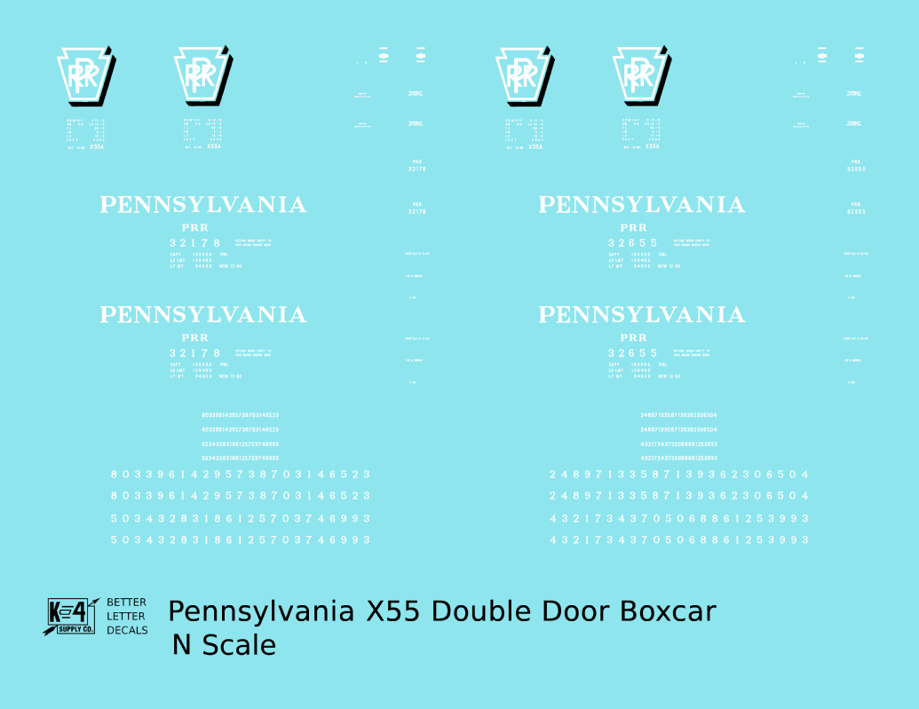 Pennsylvania PRR X55 50 Ft Double Door Boxcar Shadow Herald