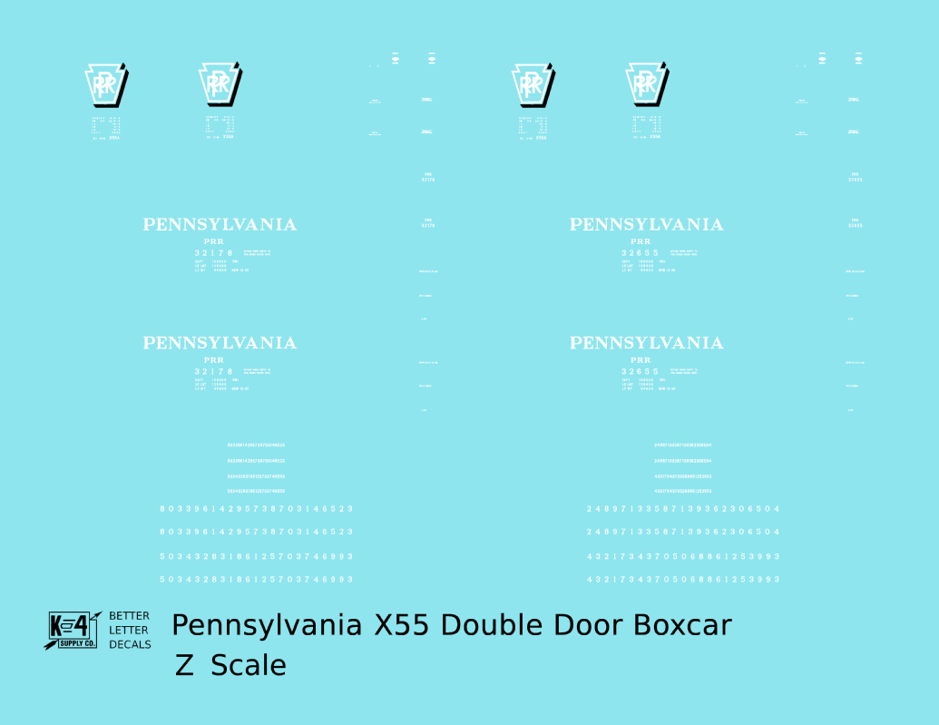 Pennsylvania PRR X55 50 Ft Double Door Boxcar Shadow Herald