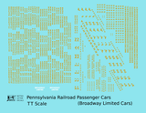 Pennsylvania Railroad Broadway Ltd Passenger Car Dulux Gold  - Decal - Choose Scale