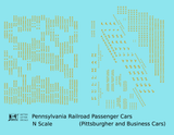 Pennsylvania Railroad Pittsburgher, Business Passenger Cars Dulux Gold  - Decal - Choose Scale