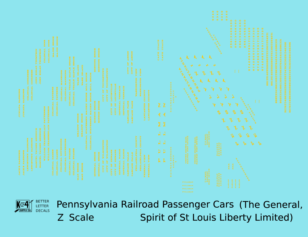 Pennsylvania Railroad Spirit Of St Louis, General, Liberty Ltd Passenger Cars Dulux Gold
