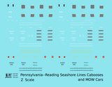 Pennsylvania Reading Seashore Line PRSL Cabooses and MOW Cars   - Decal - Choose Scale
