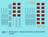 Pennsylvania Reading Seashore Lines PRSL Budd RDC Rail Diesel Car Black  - Decal - Choose Scale