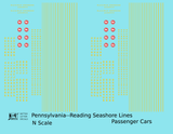 Pennsylvania Reading Seashore Lines PRSL Passenger Car Yellow  - Decal - Choose Scale