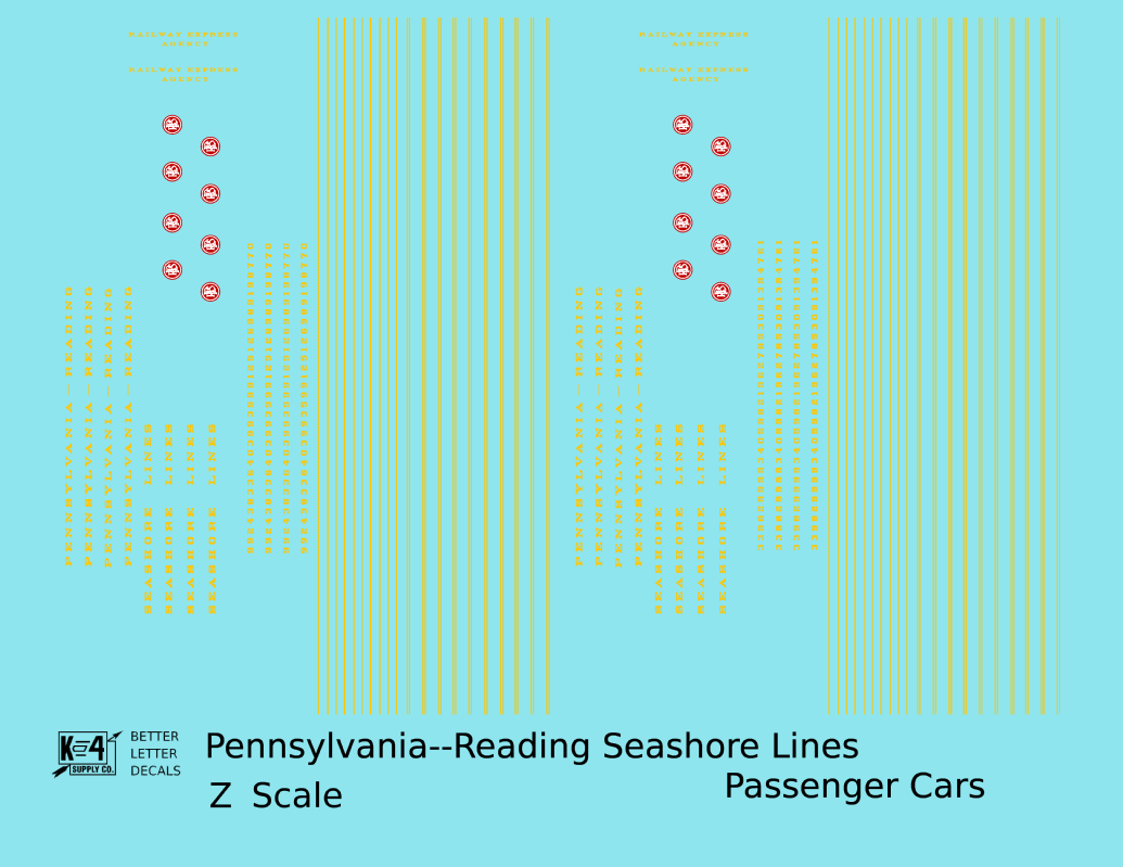 Pennsylvania Reading Seashore Lines PRSL Passenger Car Yellow