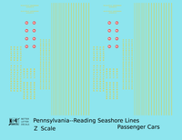 Pennsylvania Reading Seashore Lines PRSL Passenger Car Yellow  - Decal - Choose Scale