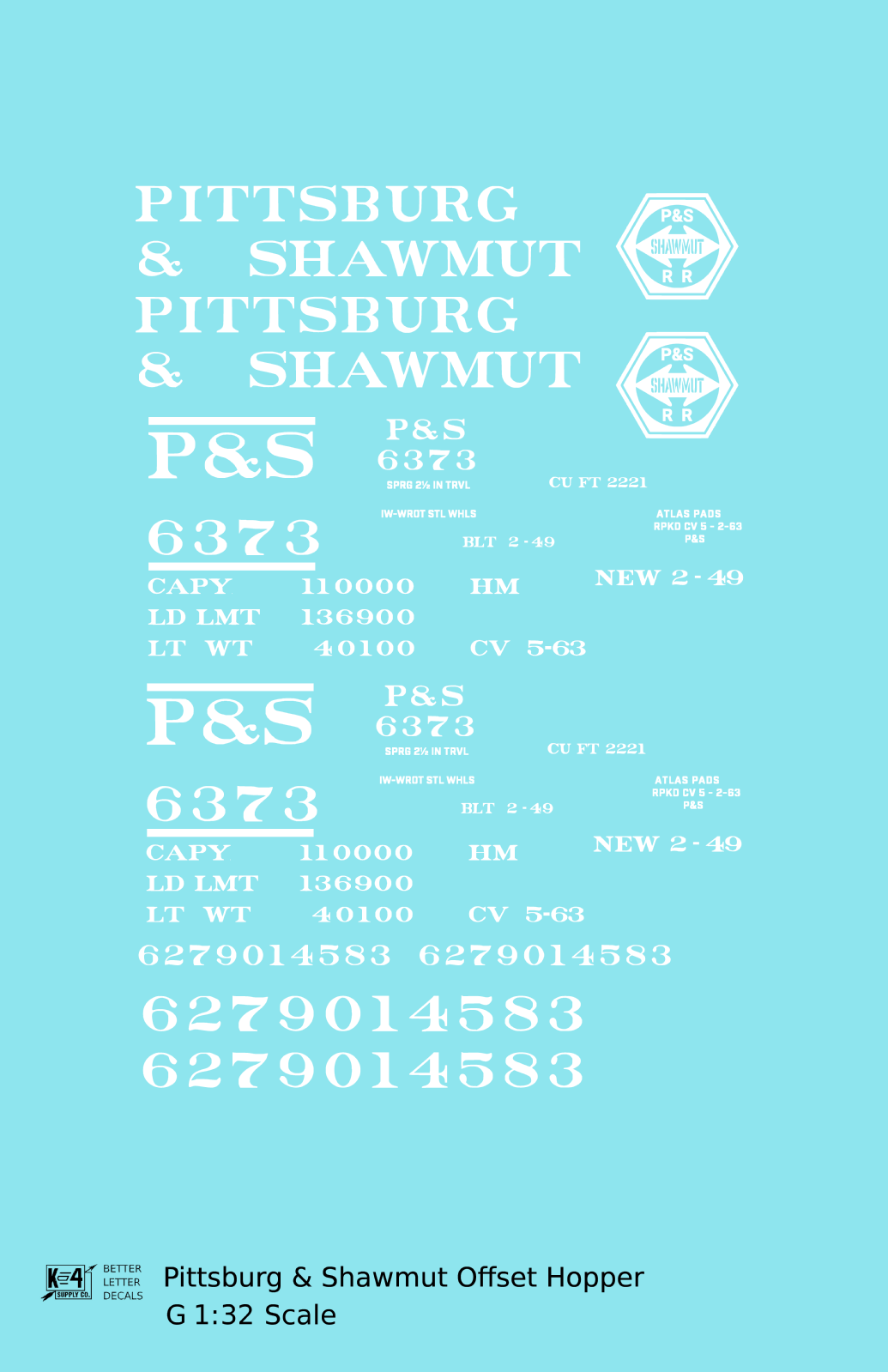 Pittsburg and Shawmut Offset Twin Hopper White