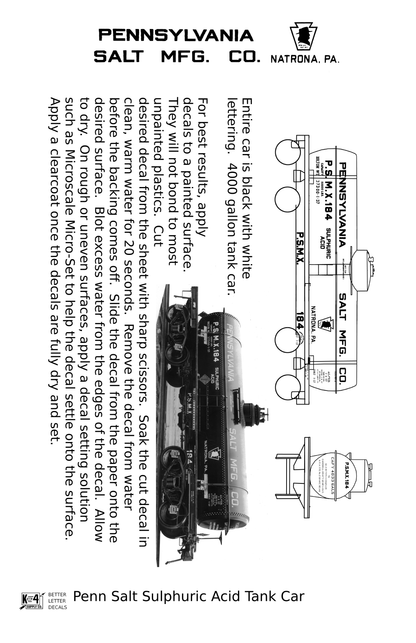 Pennsylvania Penn Salt Sulphuric Acid Tank Car White