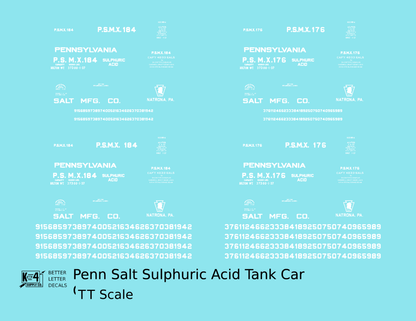 Pennsylvania Penn Salt Sulphuric Acid Tank Car White