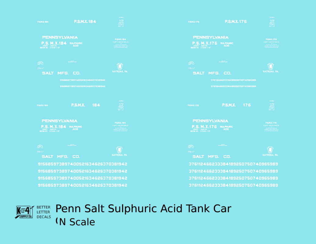 Pennsylvania Penn Salt Sulphuric Acid Tank Car White
