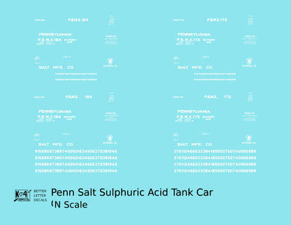 Pennsylvania Penn Salt Sulphuric Acid Tank Car White