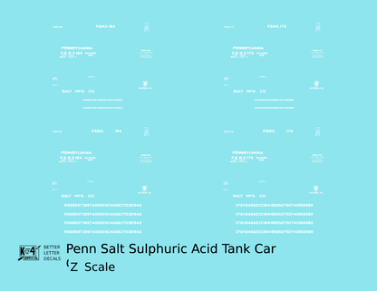 Pennsylvania Penn Salt Sulphuric Acid Tank Car White