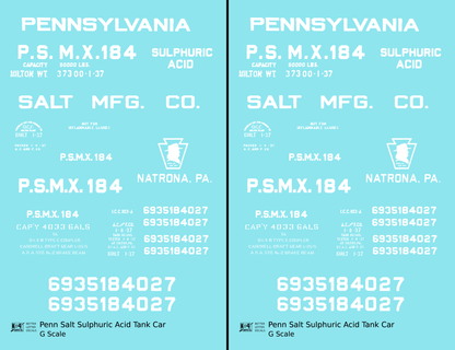 Pennsylvania Penn Salt Sulphuric Acid Tank Car White
