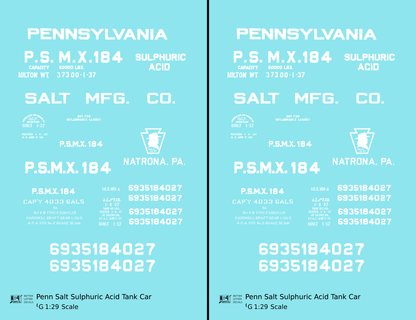 Pennsylvania Penn Salt Sulphuric Acid Tank Car White