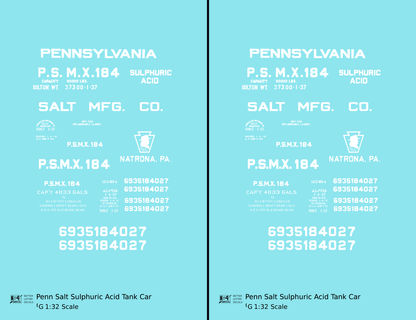 Pennsylvania Penn Salt Sulphuric Acid Tank Car White