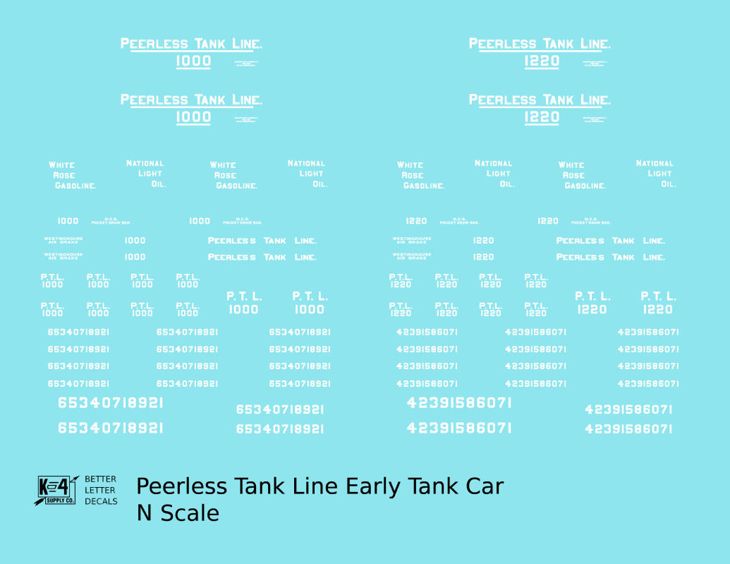 Peerless Tank Line Early Wood Frame Tank Car White