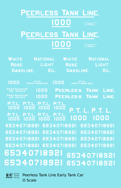 Peerless Tank Line Early Wood Frame Tank Car White