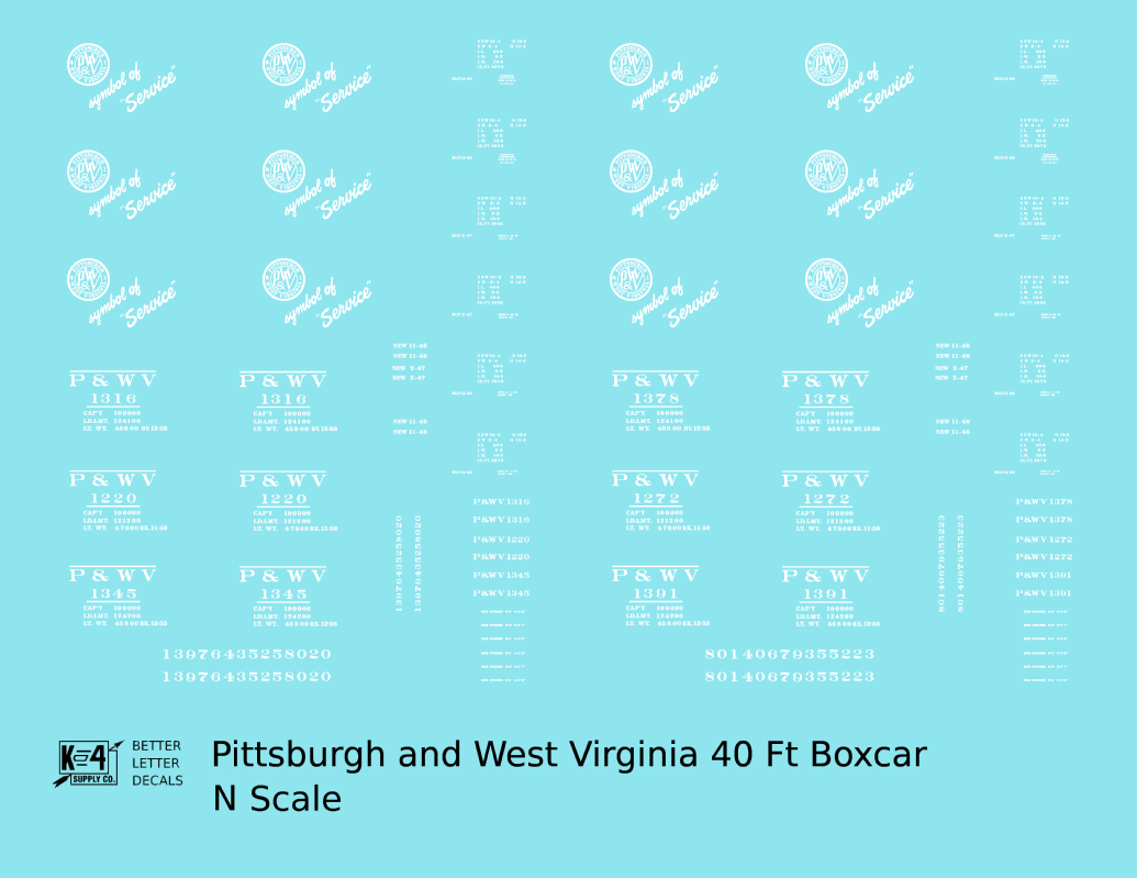 Pittsburgh and West Virginia 40 Ft Single Door Boxcar White