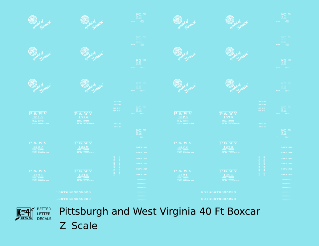 Pittsburgh and West Virginia 40 Ft Single Door Boxcar White