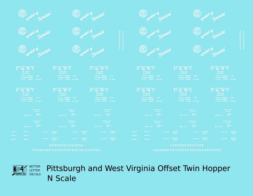 Pittsburgh and West Virginia Symbol Of Service Hopper Car White