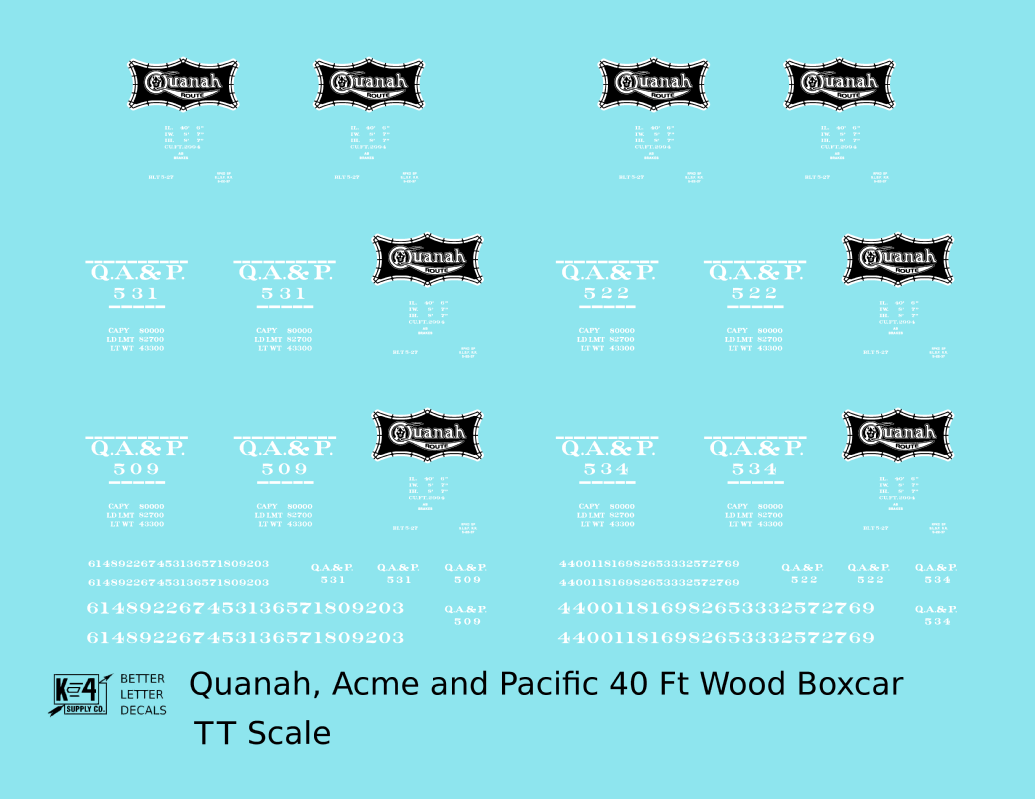 Quanah, Acme and Pacific 40 Ft Wood Boxcar White