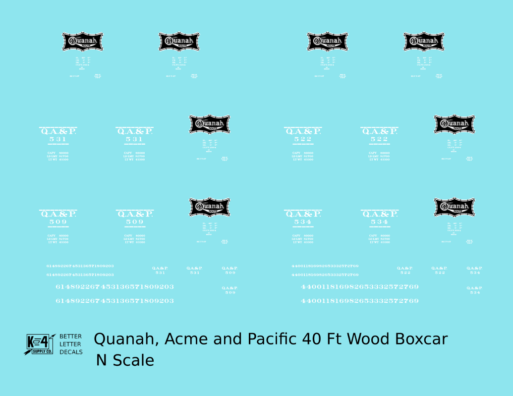 Quanah, Acme and Pacific 40 Ft Wood Boxcar White
