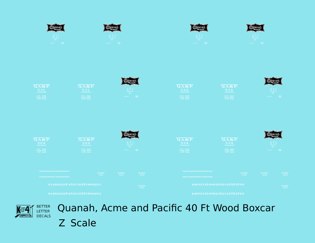 Quanah, Acme and Pacific 40 Ft Wood Boxcar White