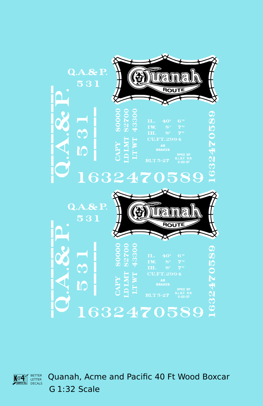 Quanah, Acme and Pacific 40 Ft Wood Boxcar White
