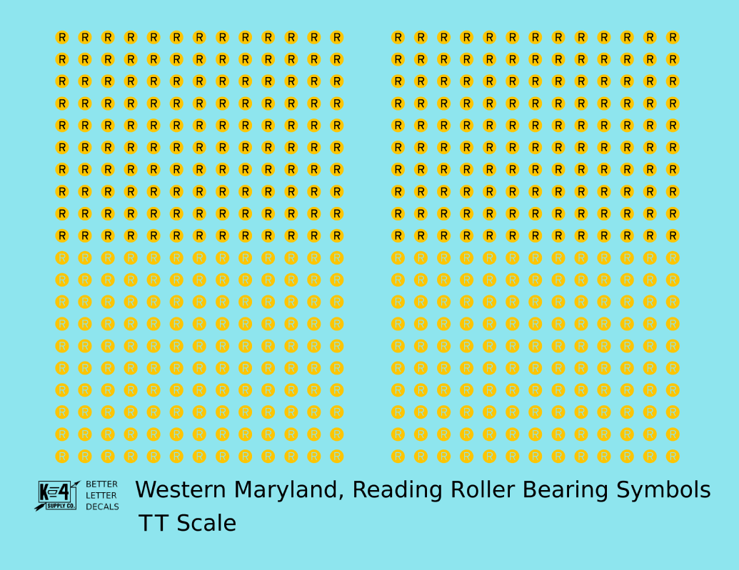 Western Maryland, Reading Roller Bearing Symbols  Yellow