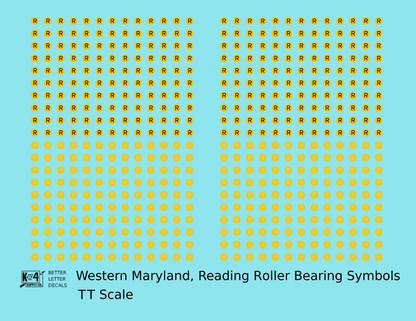 Western Maryland, Reading Roller Bearing Symbols  Yellow