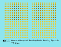 Western Maryland, Reading Roller Bearing Symbols  Yellow  - Decal - Choose Scale