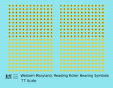 Western Maryland, Reading Roller Bearing Symbols  Yellow  - Decal - Choose Scale