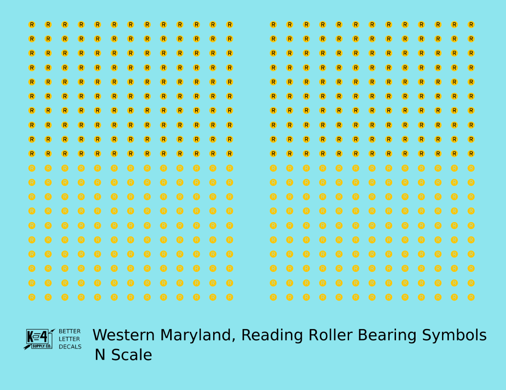 Western Maryland, Reading Roller Bearing Symbols  Yellow